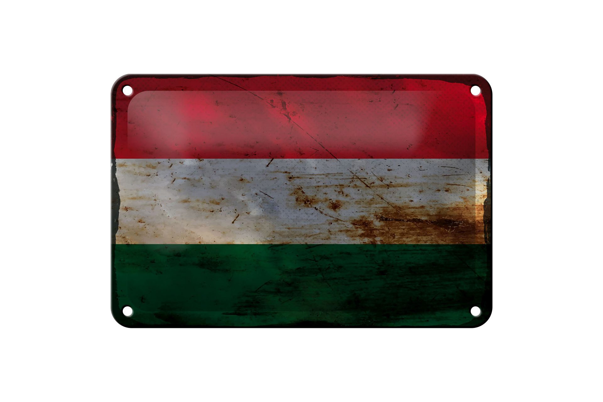 Femer GmbH Metallschild Flagge Ungarn 18x12cm Flag of Hungary Rost, (1 St), gewölbte Oberfläche, abgerundete Ecken, umgeschlagene Kanten