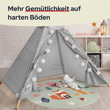 Kinderteppich ZAUBERWALD - Bär - Rund - 100cm - Kinderteppich, Spielteppich, Primaflor-Ideen in Textil, Rund, Höhe: 1,5 mm