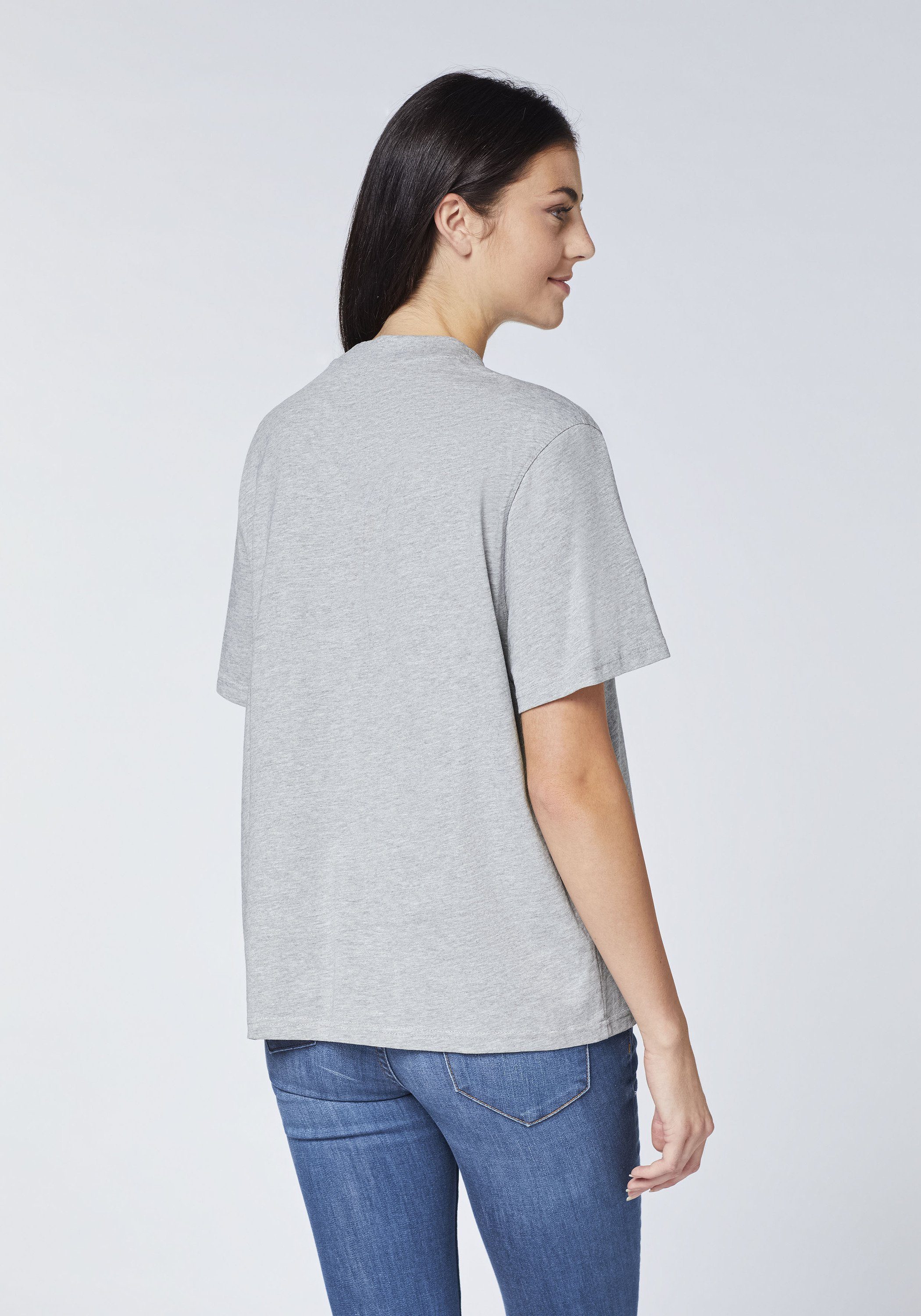 Oklahoma Jeans Print-Shirt mit Desert-Motiv Melange 17-4402M Gray Neutral