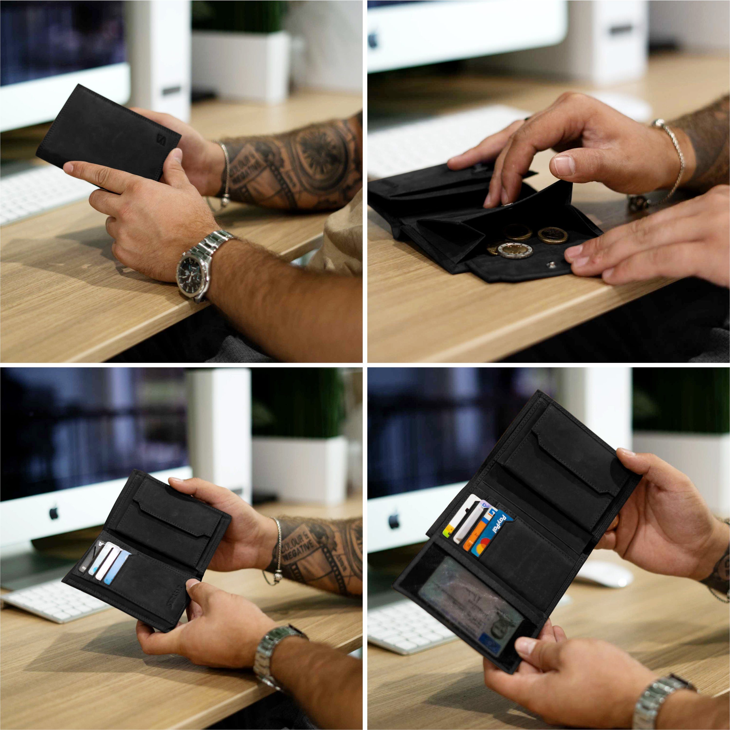 SERASAR Geldbörse Geldbörse "Vintage" (1-tlg), aus Echtleder inkl. RFID-Schutz gegen Datenklau mit Geschenkbox