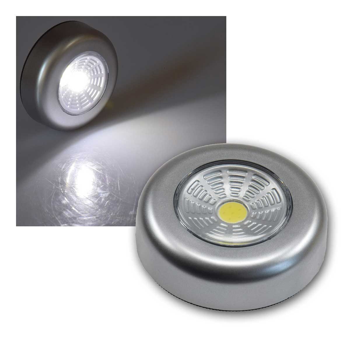 ChiliTec LED-Leuchte 8 x LED Batterie Klebeleuchte silber