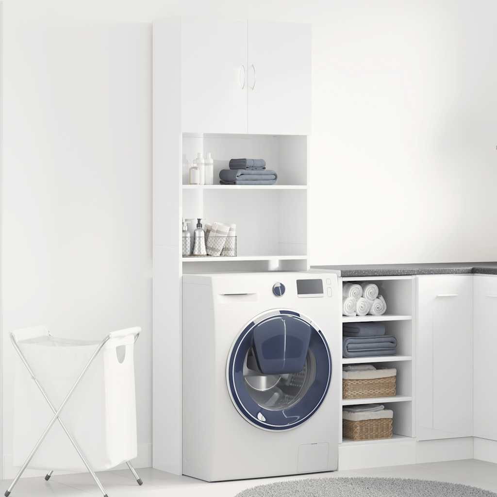 vidaXL Waschmaschinenumbauschrank Waschmaschinenschrank Hochglanz-Weiß 64x2 günstig online kaufen