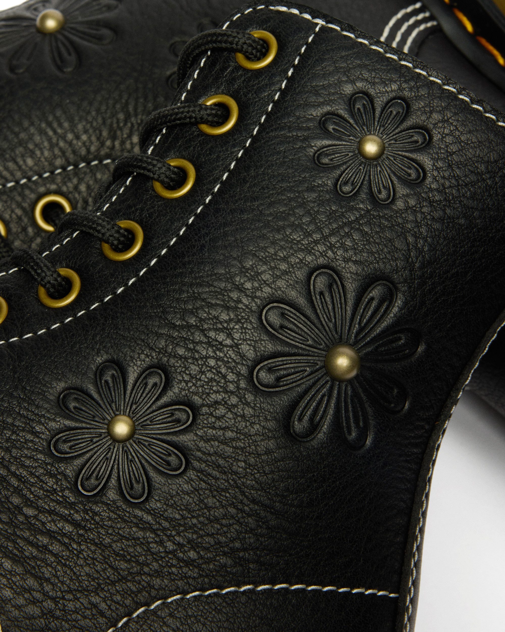 DR. MARTENS 1460 Pascal Flower Schnürboots, Blockabsatz, Stiefelette, 8-Eye Boots mit Flower Prägung