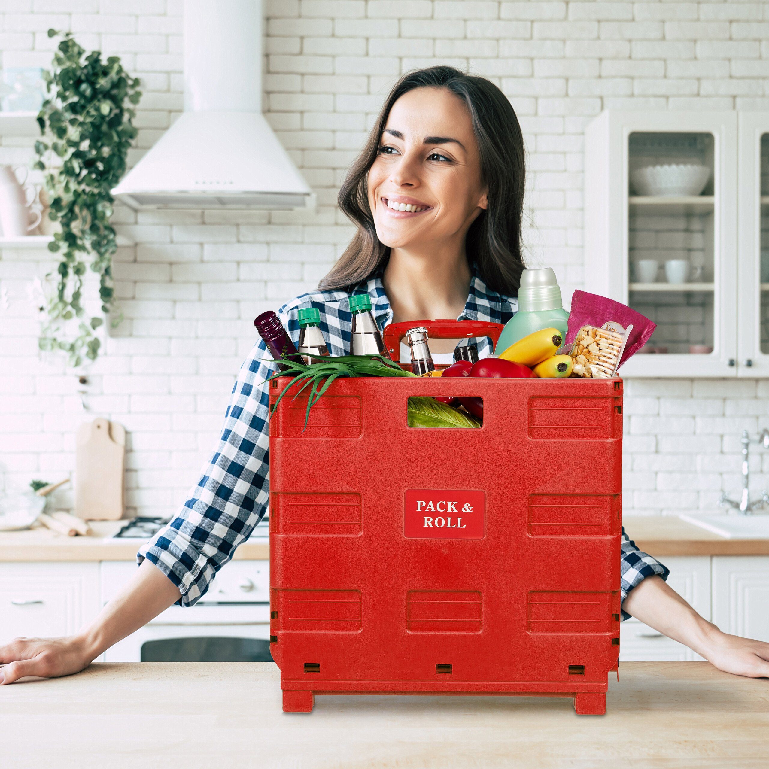 relaxdays Einkaufstrolley Klappbarer Einkaufstrolley, Rot günstig online kaufen