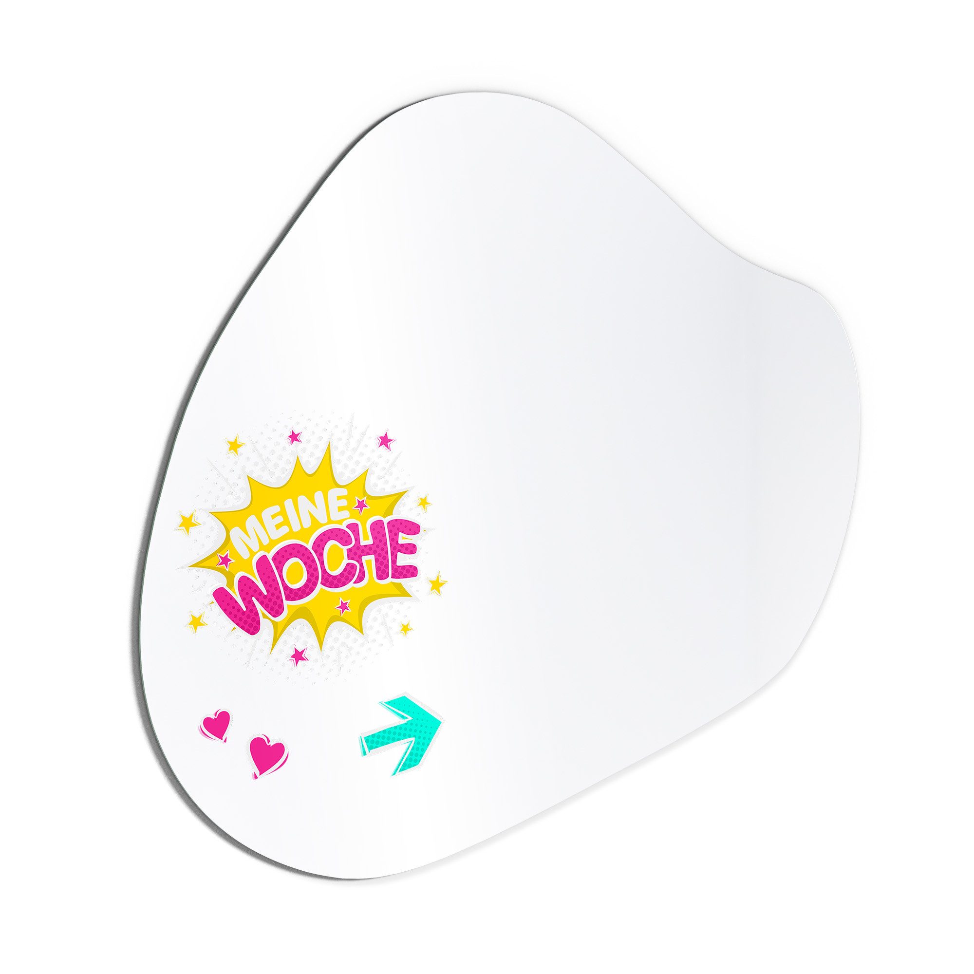 DEQORI Wandspiegel 'Meine Woche in Farbe', Spiegel organisch geformt selbstklebend Wand Wohnzimmer Flur groß XXL