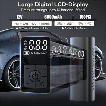 autolock Luftpumpe Luftpumpe mit 6000mAh Akku,Tragbar Kompressor mit Digital LCD