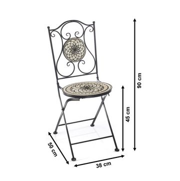 Kobolo 4-Fußstuhl Gartenstuhl Metallstuhl - Mosaikoptik - weiß-grau (zusammenklappbar, 1 St)