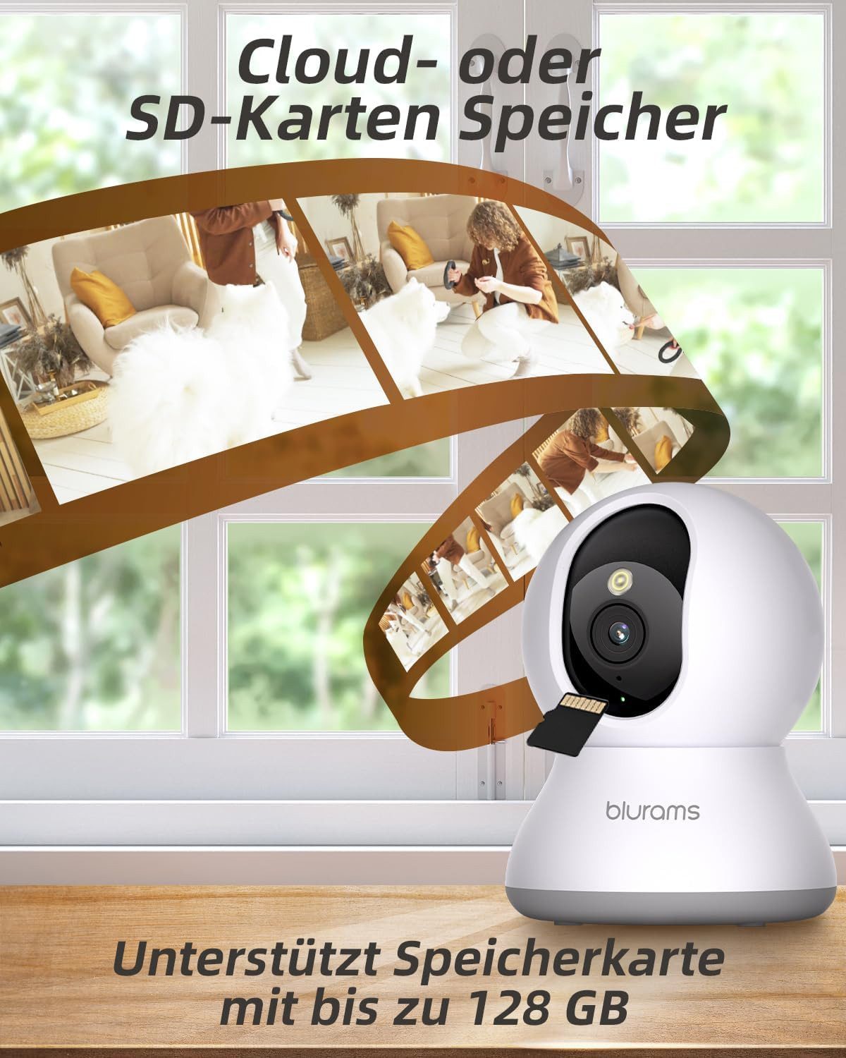 Blurams Überwachungskamera 2K 360° WLAN Kamera mit Bewegungserkennung (Innen, 1-tlg., Farbnachtsicht, 2-Wege-Audio, kompatibel mit Alexa und Google)