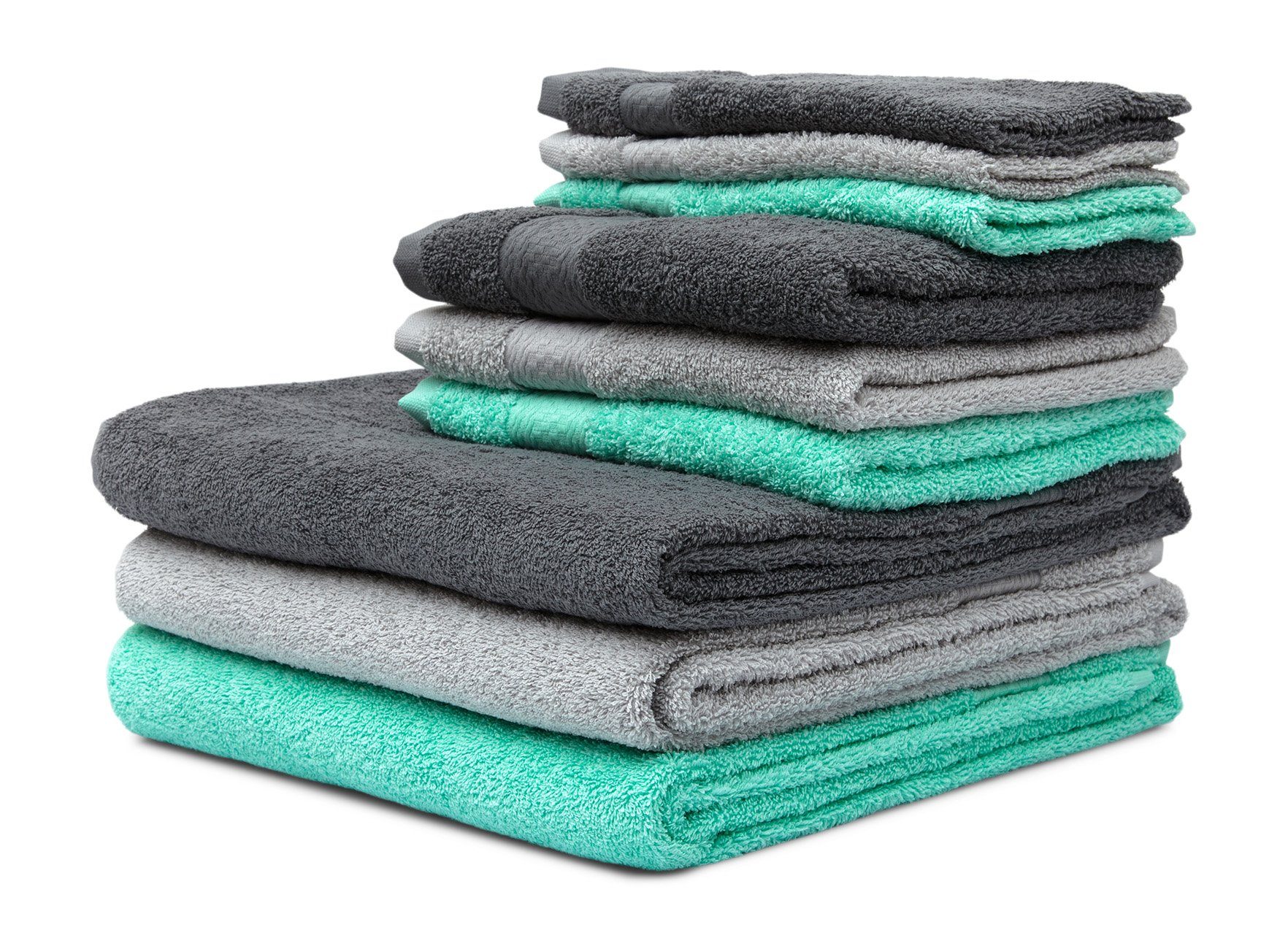 søstre & brødre Handtuch in Premium Qualität 450 g/m², Feinster Frottier-Stoff - 100% Baumwolle MADE IN EUROPE, Kuschelig weich und sehr saugfähig, Extra flauschige Hotel-Qualität, Ideal für Zuhause, Sauna, Therme, Sport und Urlaub, 4x 30x50 2x 50x100 1x 70x140 1x 100x150