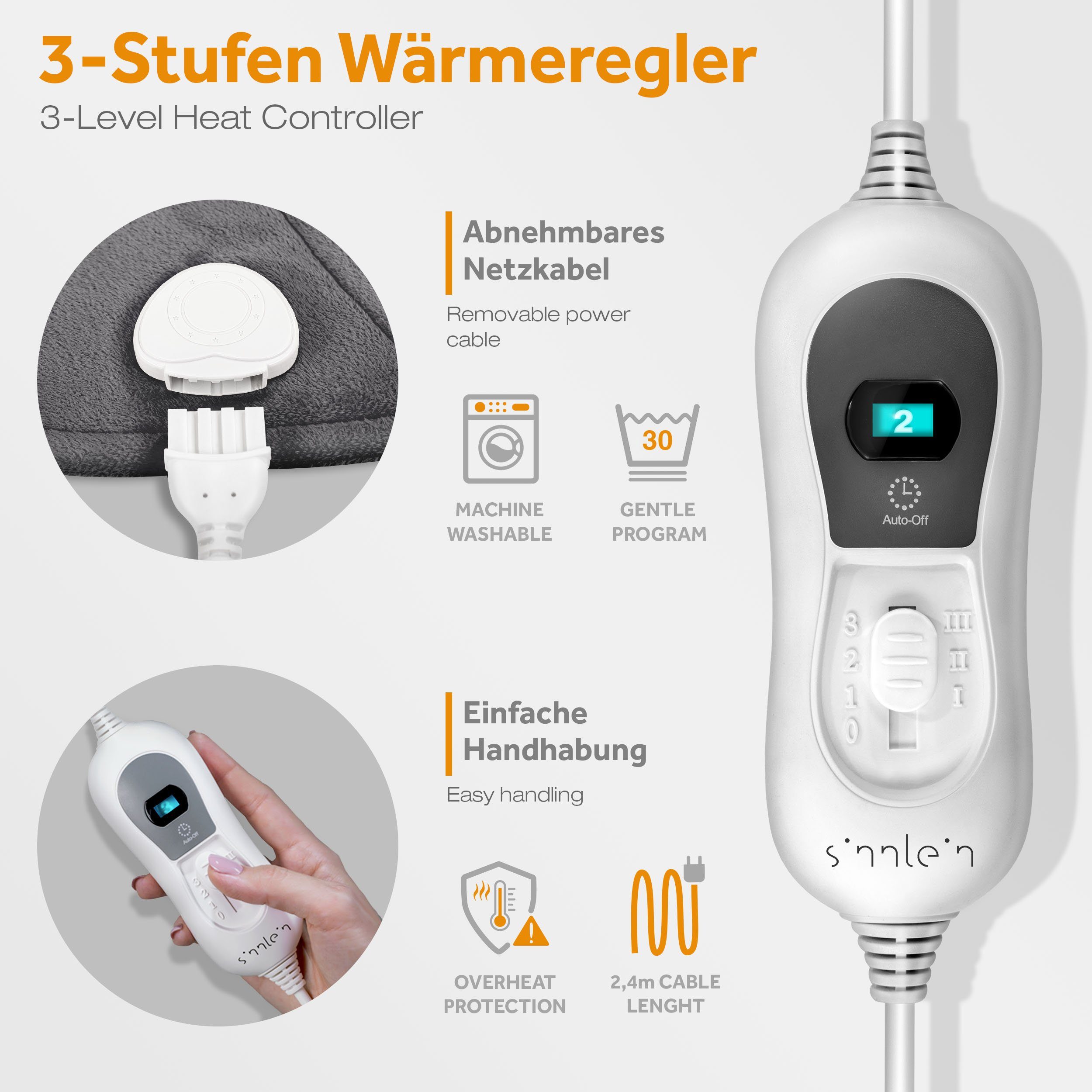 sinnlein Heizkissen sinnlein Heizkissen elektrisch Wärmekissen Nacken, Schulter, Nacken und Rücken, 3 Temperaturstufen & Abschaltautomatik