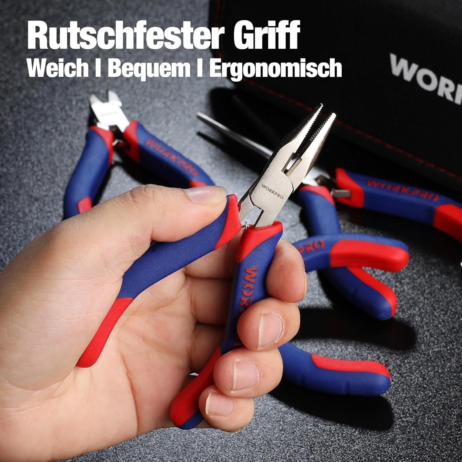 LuxusKollektion Zangenset Mini-Zangensatz 5-teilig mit Tasche, Kohlenstoffstahl, ergonomische