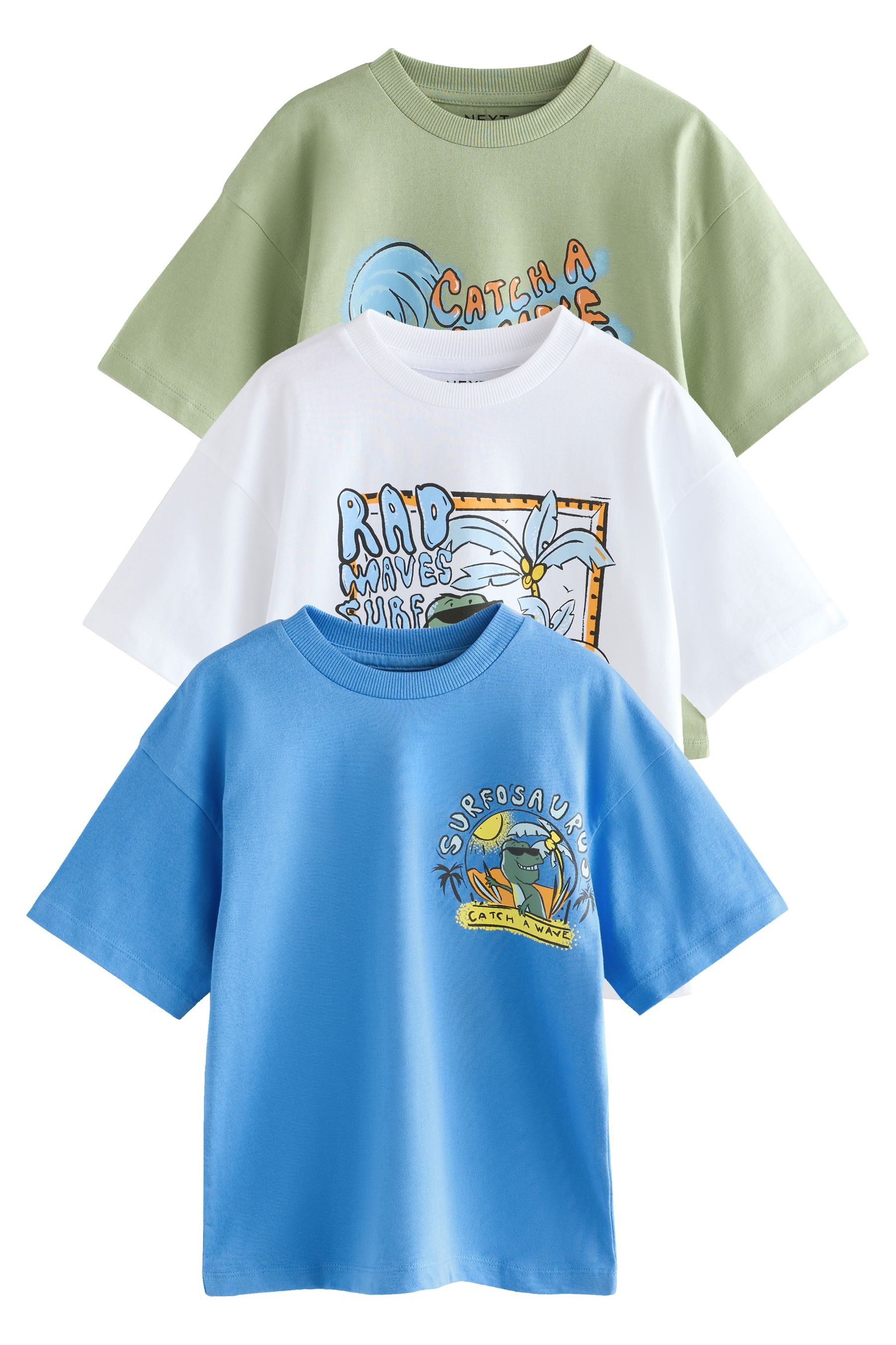 Next Print-Shirt 3er-Pack Relaxed Fit Kurzarm-T-Shirts günstig online kaufen