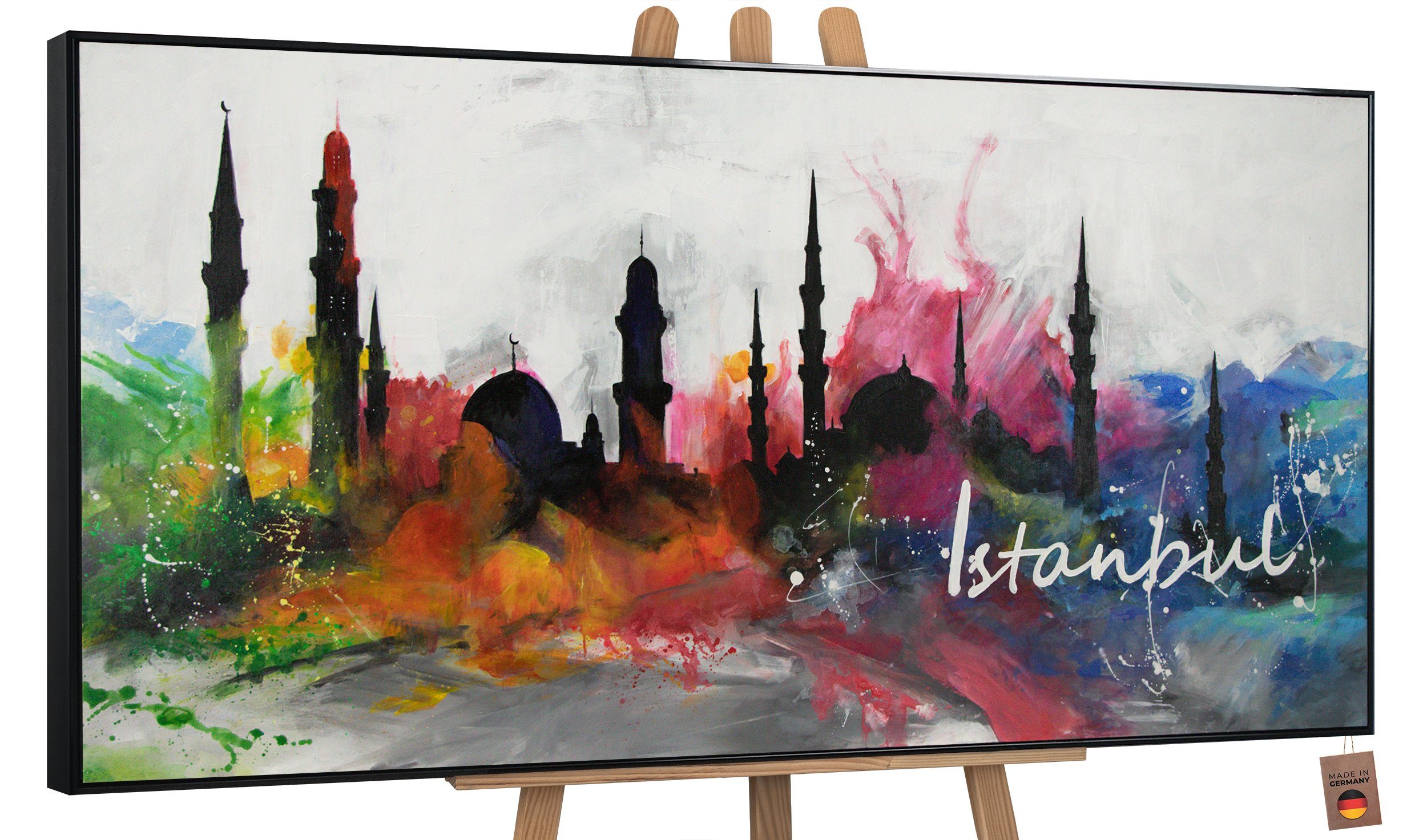 YS-Art Gemälde Istanbul, Architektur, Leinwandbild Skyline Istanbul Bunt