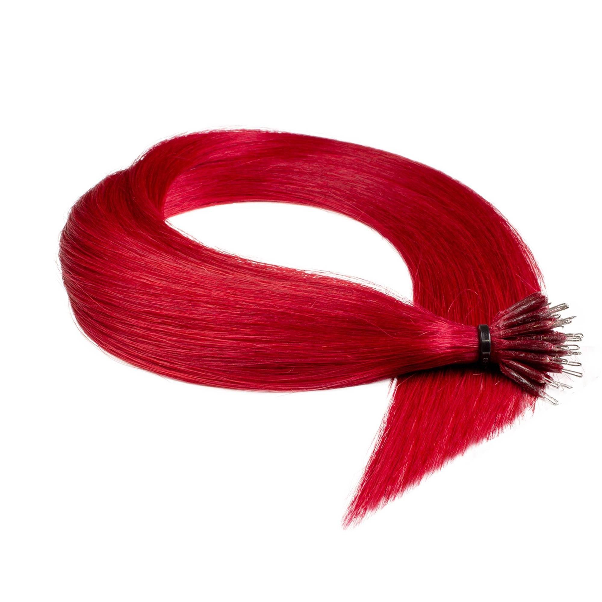 hair2heart Echthaar-Extension Premium Nanoring Extensions Rot-Intensiv 40cm #0/44