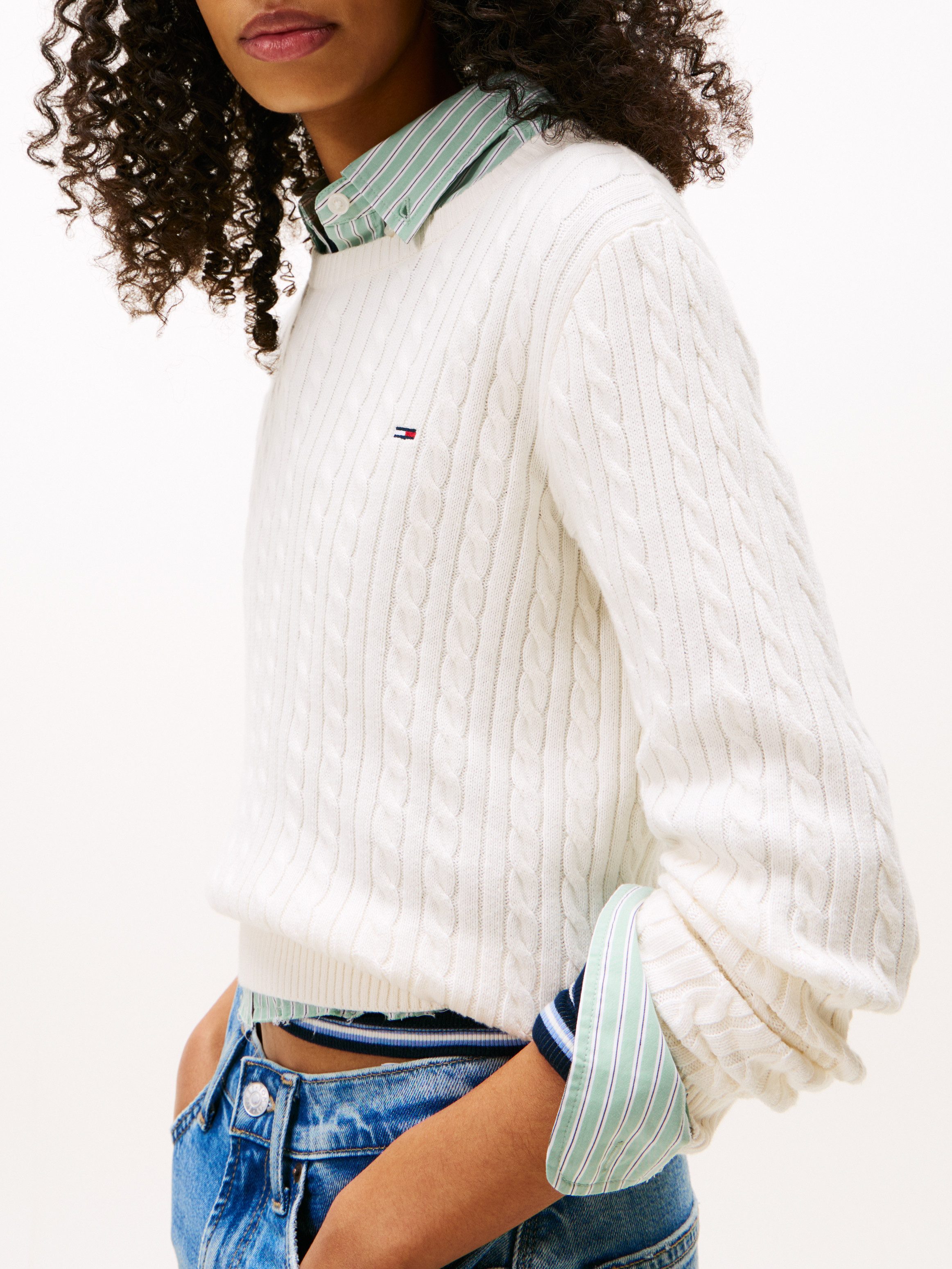 Tommy Jeans Strickpullover TJW CABLE ESSENTIAL SWEATER mit Zopfmuster günstig online kaufen