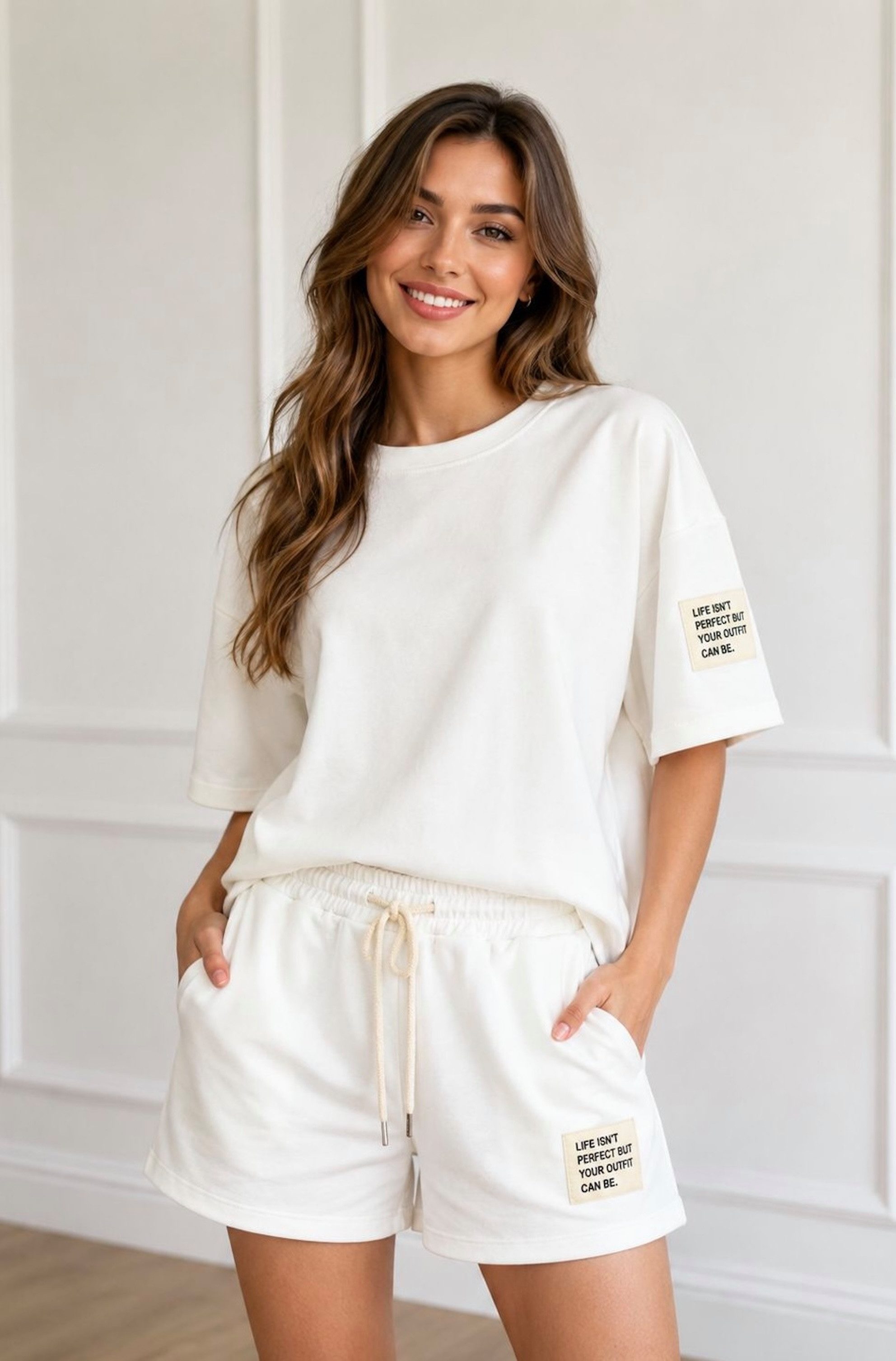 Worldclassca T-Shirt & Shorts Worldclassca Damen Zweiteiler Oversize SET Shirt + Shorts Jogginganzug (Shirt+Short) Neue Kollektion - Stilvolle und gemütliche Mode für Damen