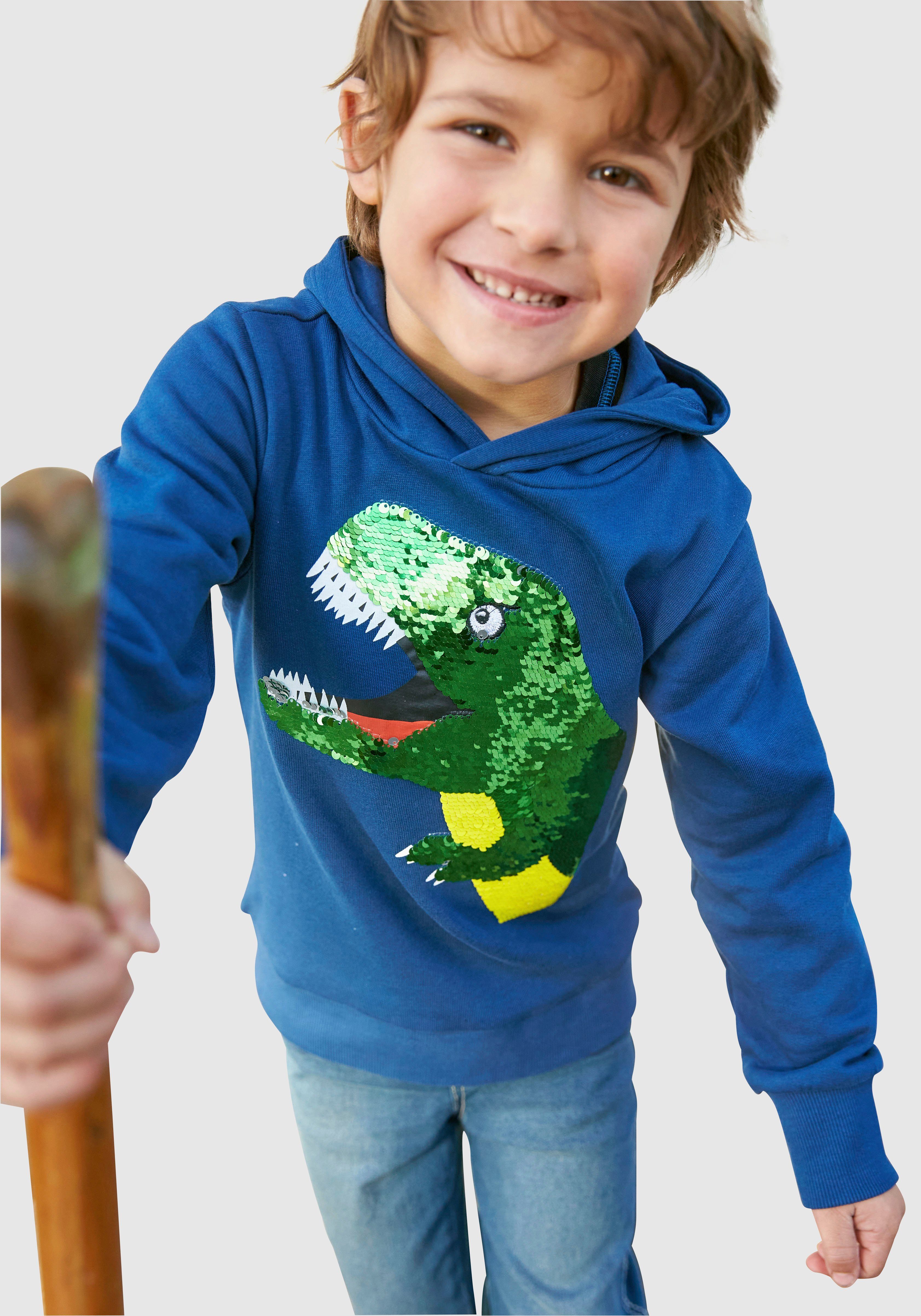 KIDSWORLD Kapuzensweatshirt mit tollem Dino aus Wendepailletten