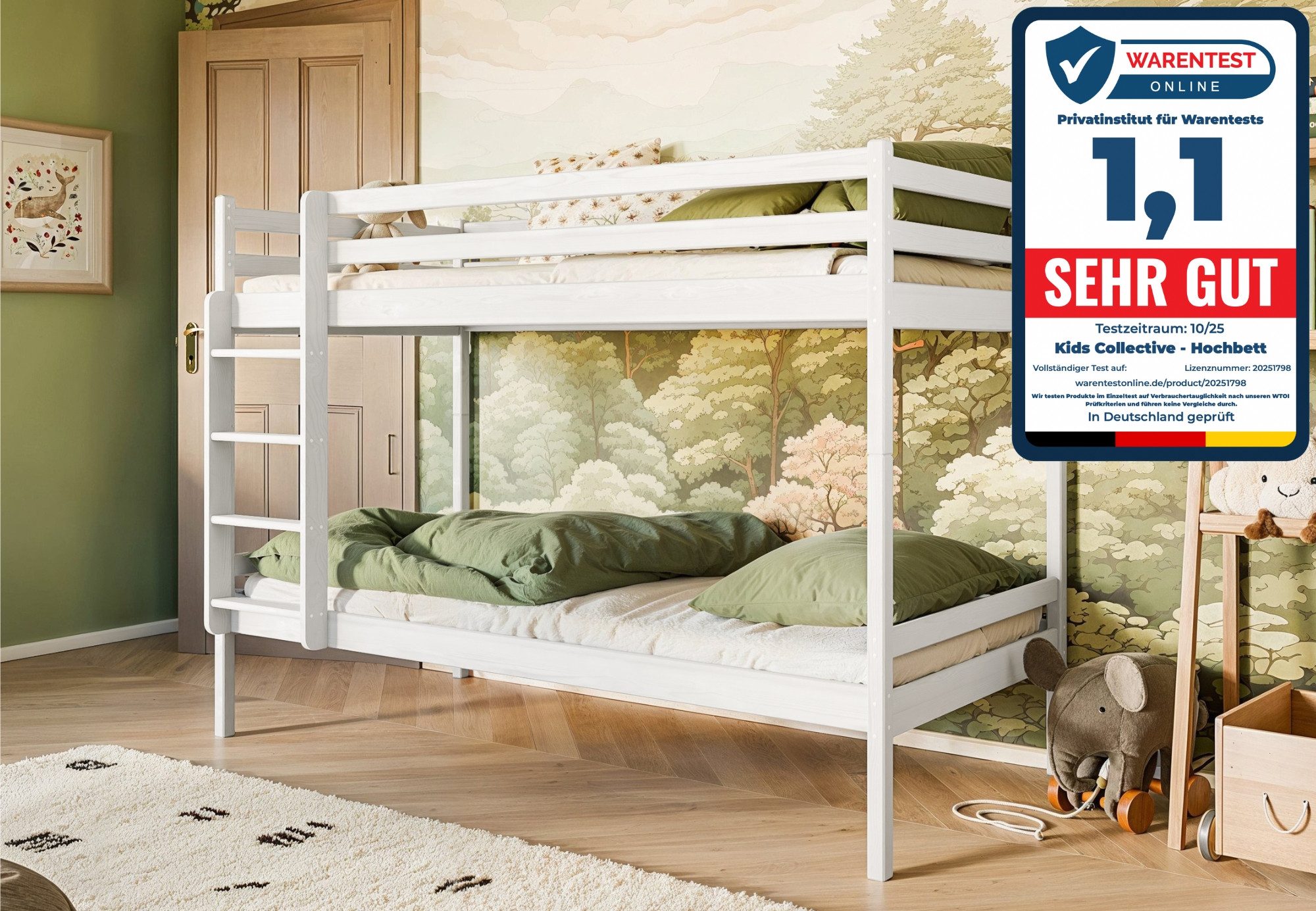 Kids Collective Hochbett Kinderbett 90x200 cm Bett mit Lattenrost Bed Kinde günstig online kaufen