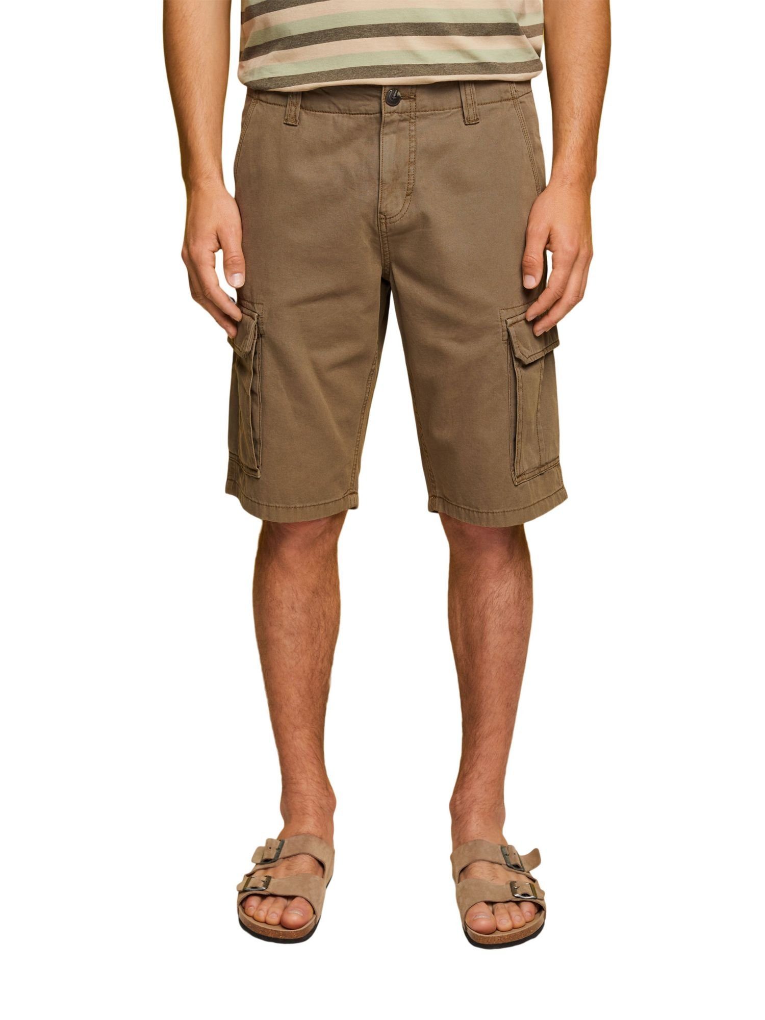 100% GREEN Esprit Cargoshorts, (1-tlg) Baumwolle Shorts KHAKI