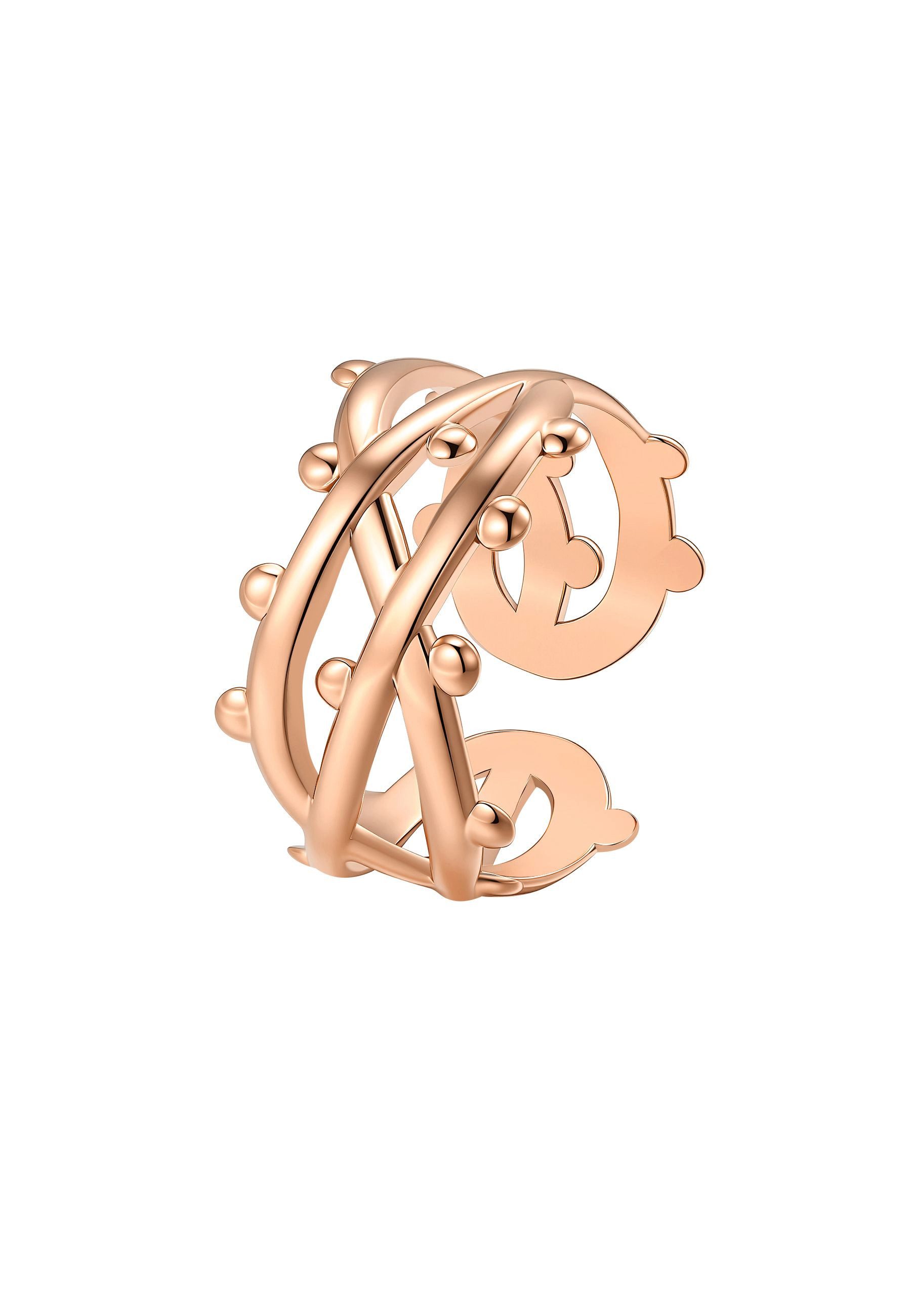 Hey Happiness Fingerring Organica, offener Edelstahl Damenring, Statement Ring mit geschwungenen Bändern, in Gold Rosa Silber