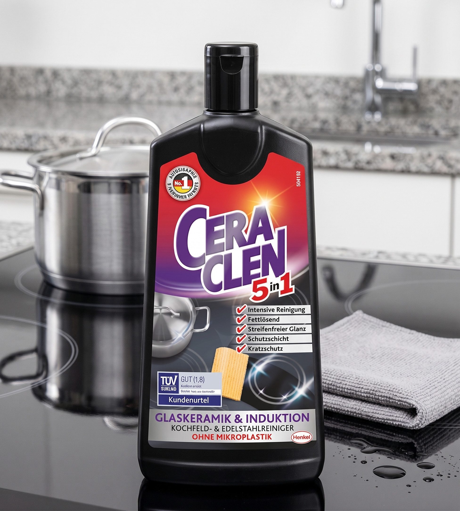 Reckitt Benckiser Deutschland GmbH CERACLEN Glaskeramikreiniger & Induktionsreiniger 3-in-1, 200 ml Glaskeramikreiniger