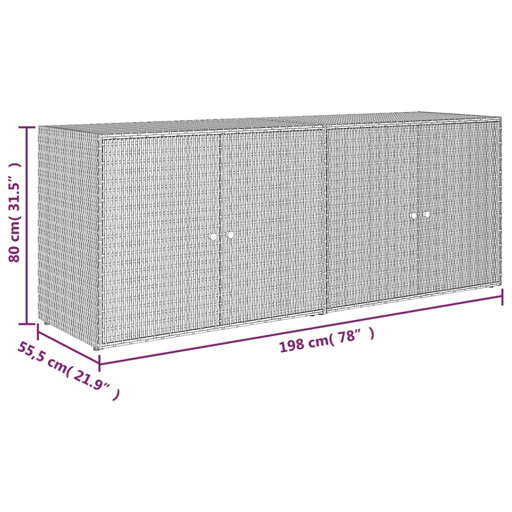 vidaXL Fächerschrank 198x55,5x80 (1-St) Rattan Gartenschrank Poly Grau cm