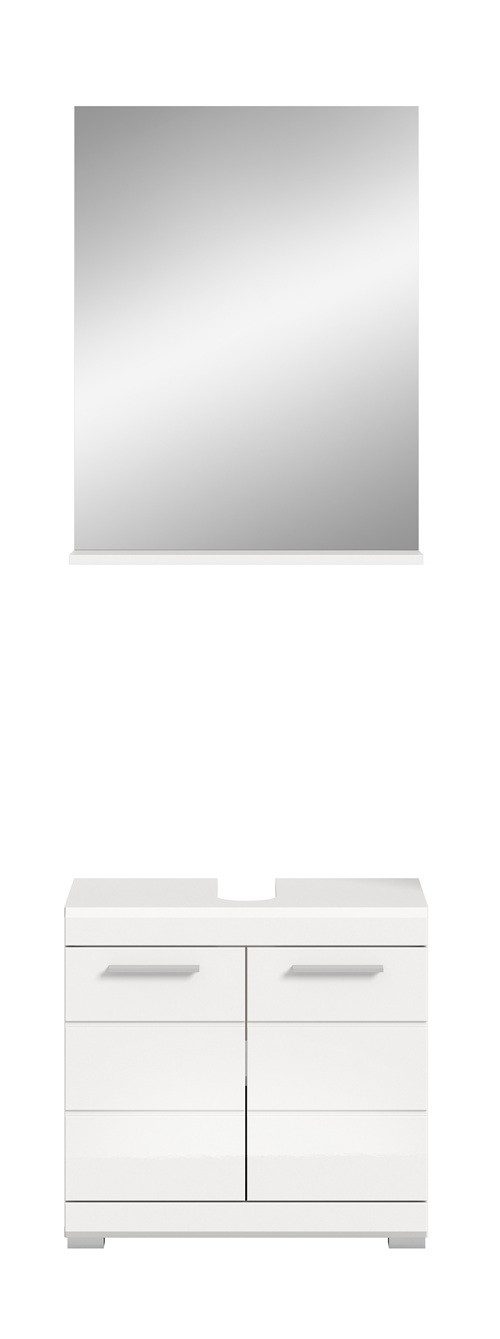 xonox.home Badmöbel-Set Badezimmer-Set Scout, weiß Hochglanz / weiß, 2-teilig, optional, (2-St), Badmöbel, Badkombination