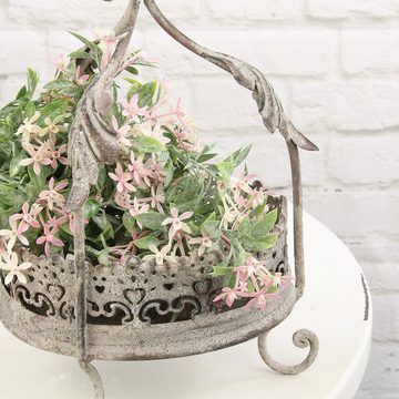 Macosa Home Pflanzschale Shabby Chic Garten-Dekoration Gartenkrone Metallkrone Pflanzkrone, Blumen-Krone, Vintage, Handarbeit Metall Antik-beige/grau 26 cm