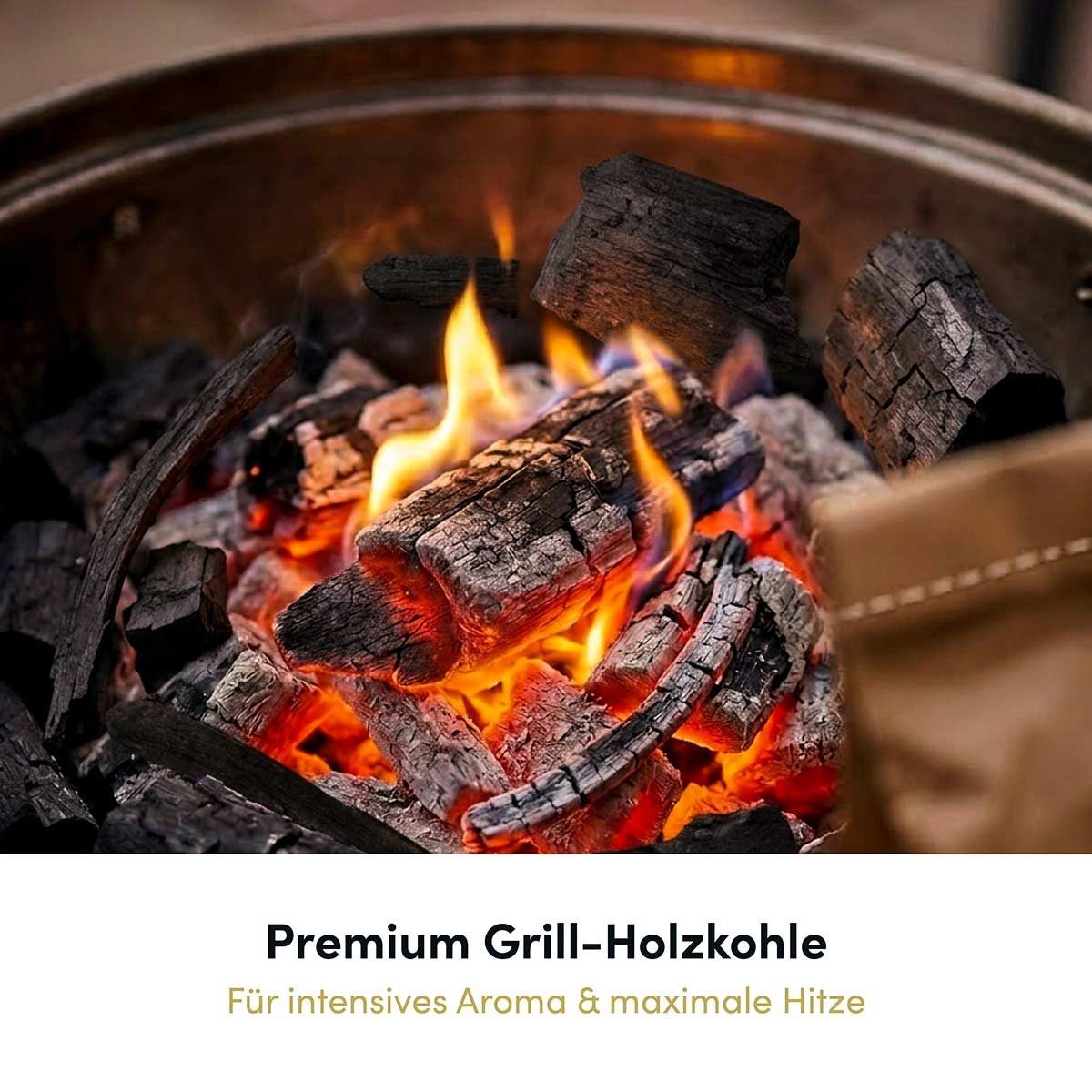 Hoffmann Germany Grillkohle Hoffmann Premium Buchenholz grobstückig Cfix 86 % Made in Germany, 3 kg, Cfix 86 %, Körnung 10–50 mm, Buche, Made in Germany