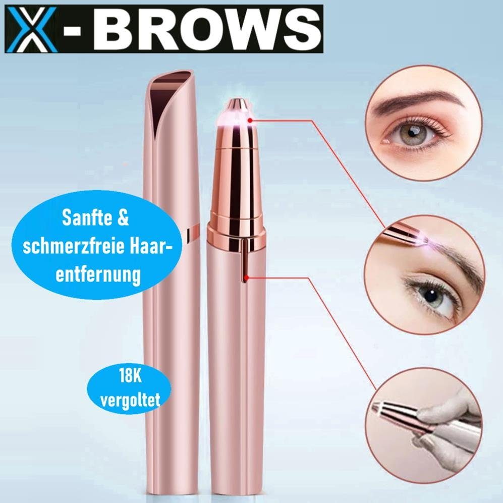 MAVURA Gesichtshaarentferner 18k Brows Augenbrauenrasierer X-BROWS vergoldet elektrisch Gesichtsrasierer Augenbrauentrimmer, Augenbrauenrasierer Flawless