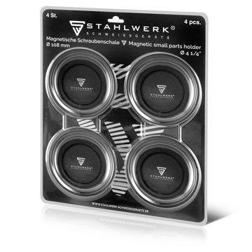 STAHLWERK Magnet-Werkzeugleiste 4 x Magnetschale 4 Zoll aus Kunststoff, Set, 4-tlg., mit starkem Magnet zur Aufbewahrung von Schrauben, Werkzeug