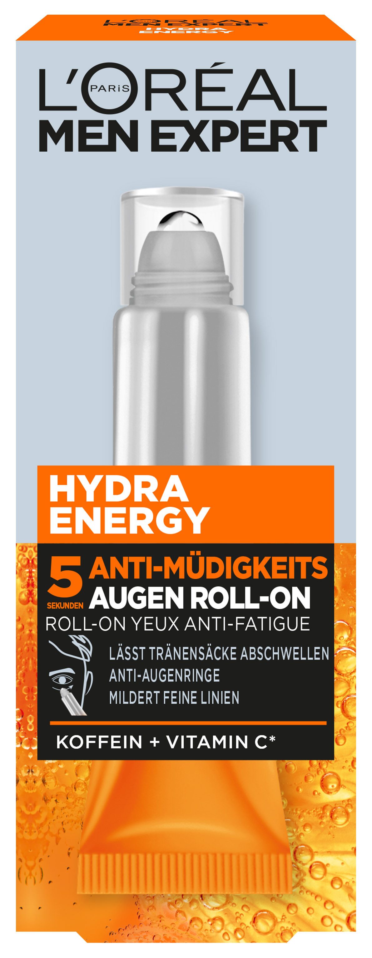 L'ORÉAL PARIS MEN EXPERT Augen-Roll-on Hydra Energy Anti-Müdigkeit, mit Active-Gel-Formel