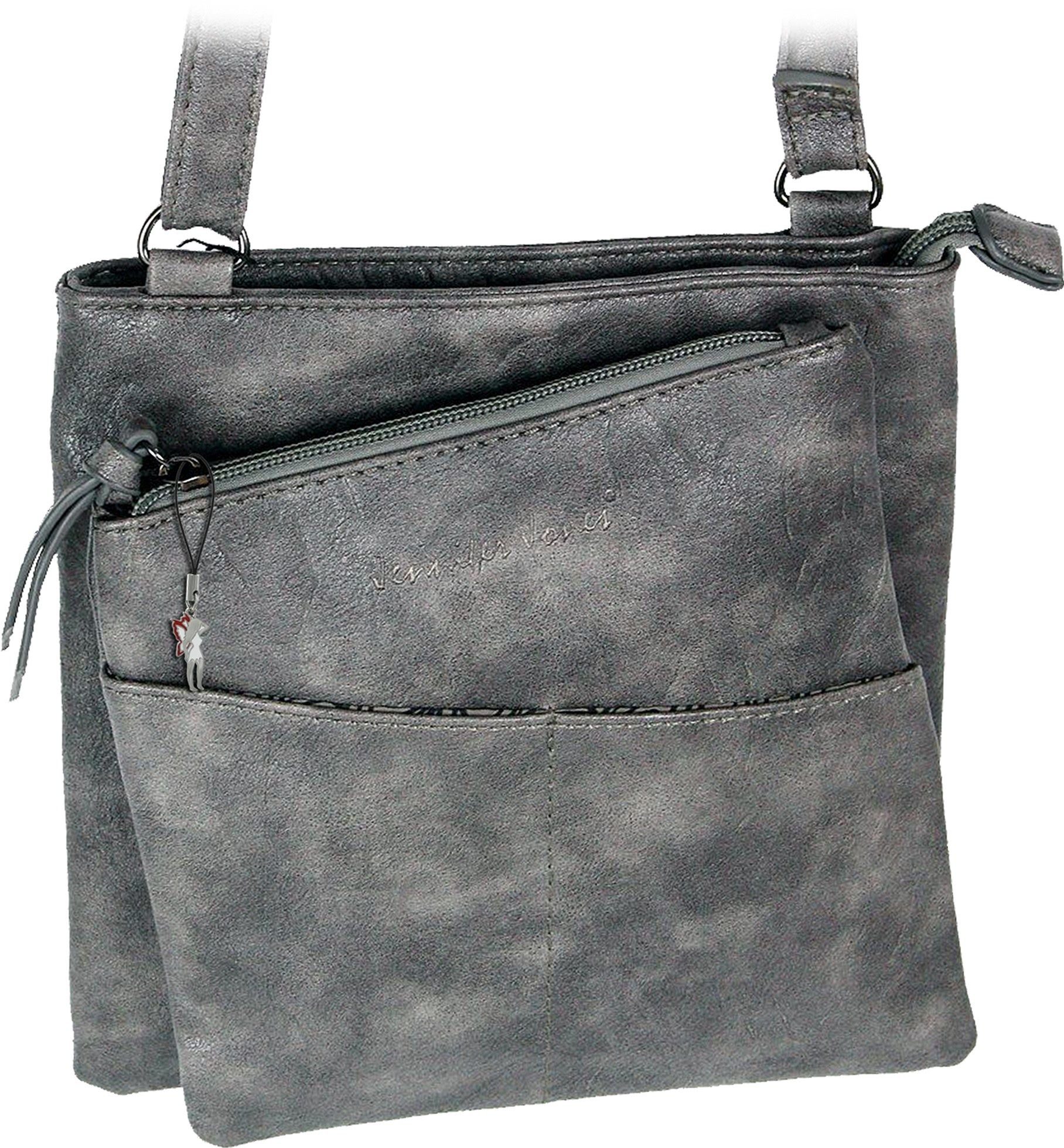 Jennifer Jones Umhängetasche Jennifer Jones Damen Umhängetasche (Umhängetasche), Damen Umhängetasche, Abendtasche Kunstleder, grau ca. 21cm x ca. 21cm
