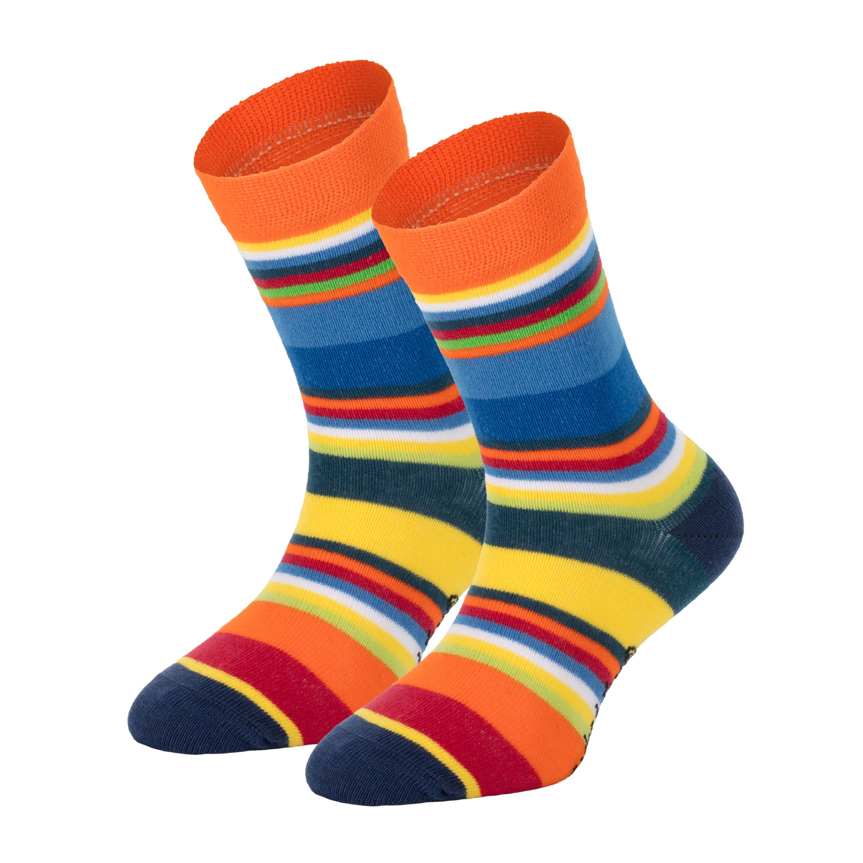 FussFreunde Thermosocken 6 Paar warme Ringel Kindersocken mit Frotteefutter, Thermo Socken