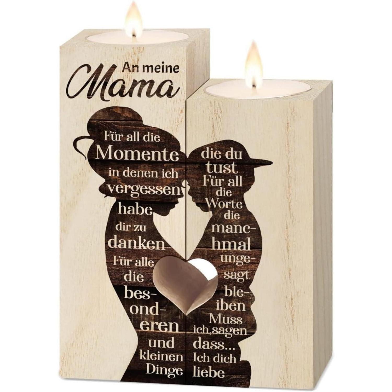 Vetbuosa Kerzenständer Herz Kerzenständer Mama Geburtstag Muttertagsgeschenk Holz Gravur