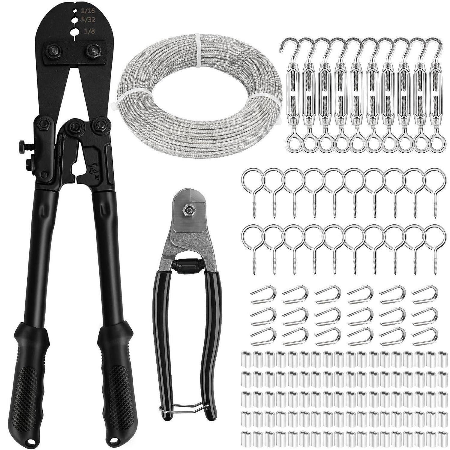 LuxusKollektion Crimpzange Drahtseil Set mit Werkzeug 3mm Vinylummantelt