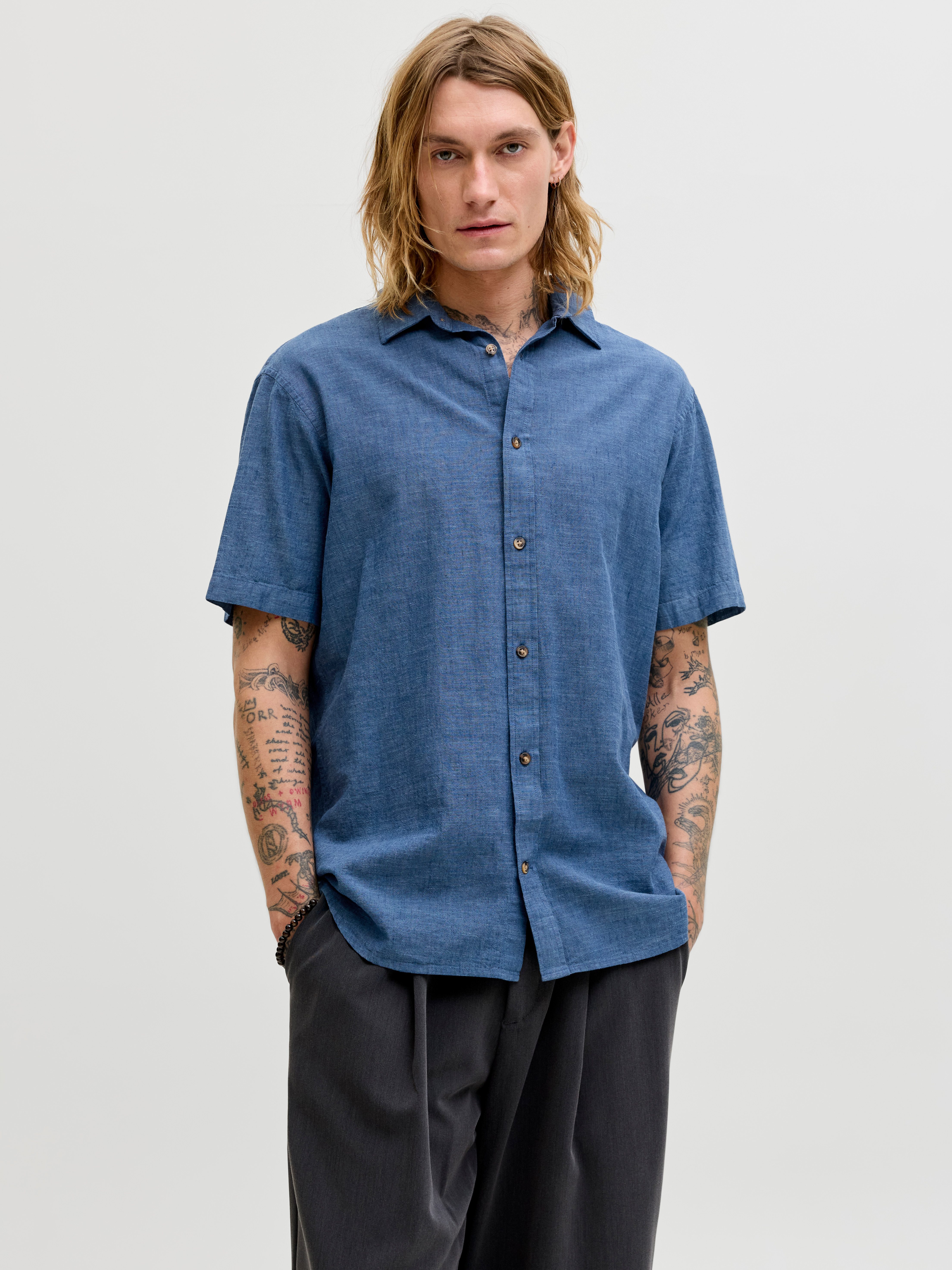 Kurzarmhemd JJESUMMER LINEN BLEND SHIRT S/S SN