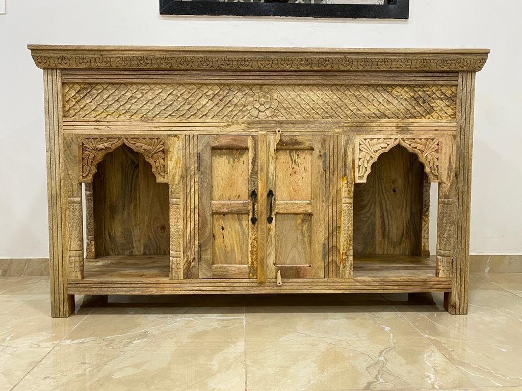 Priya Unterschrank Holz cm Konsolentisch Indien Sideboard Galerie 165 Handarbeit Oriental Natur