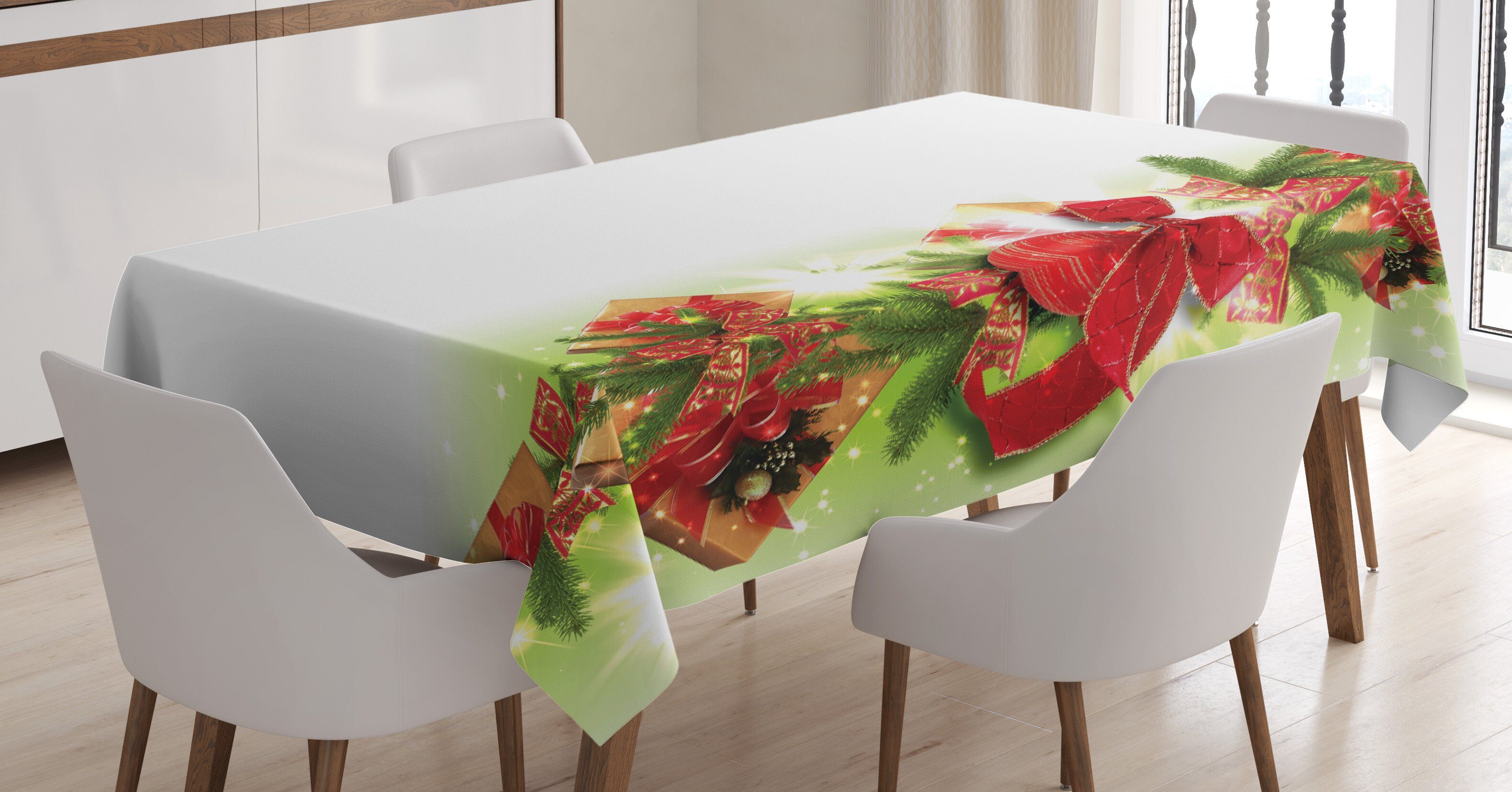 Abakuhaus Tischdecke Farbfest Waschbar Für den Außen Bereich geeignet Klare Farben, Weihnachten Bänder und Flitter