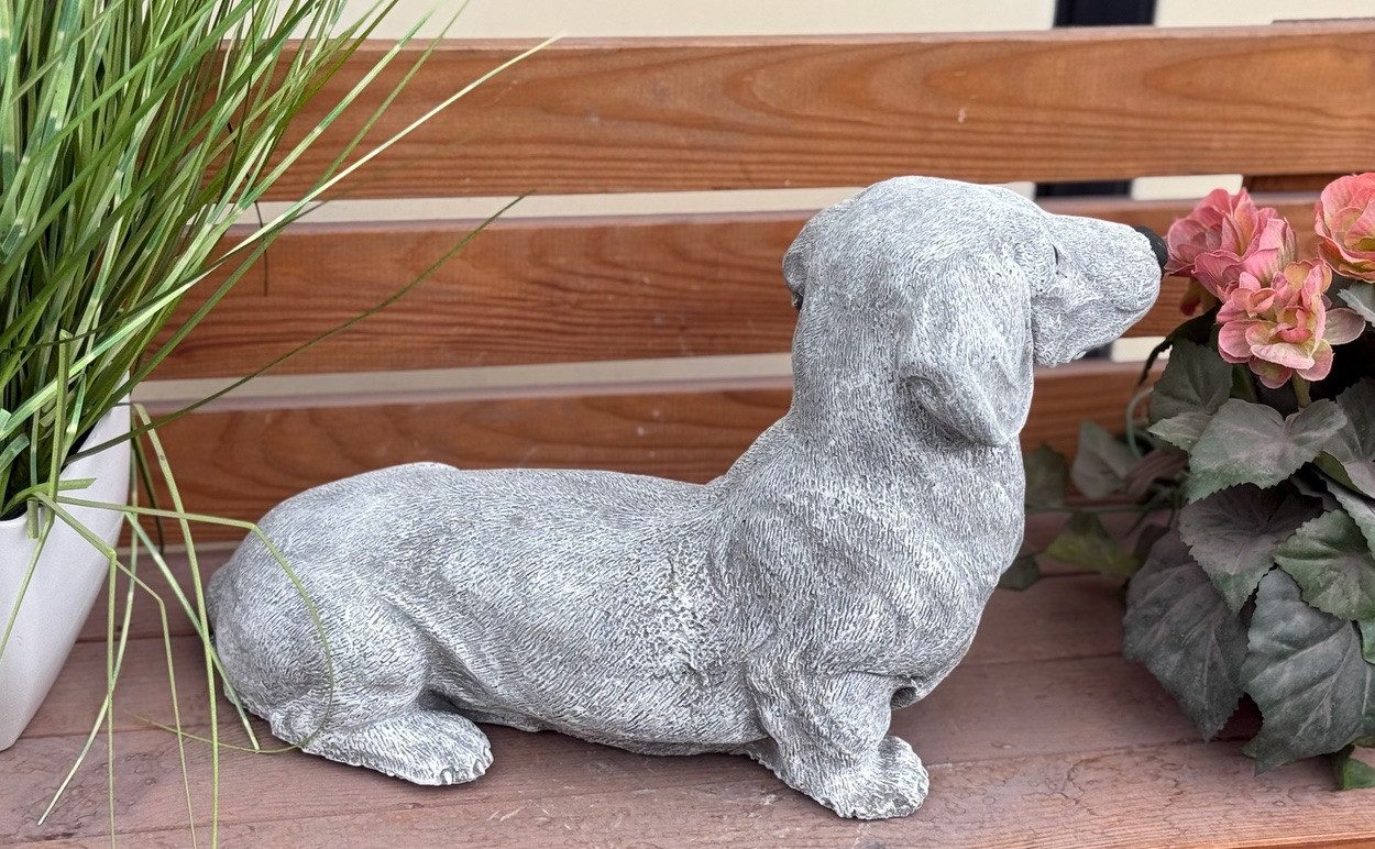 Stone and Style Gartenfigur Frostfeste Steinfigur Dackel XL lebensecht – Bild 3 von 4