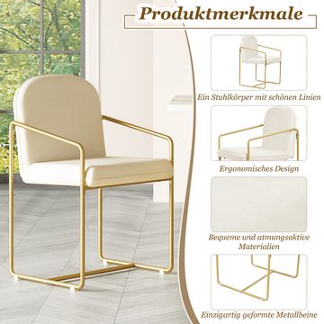 MODFU Esszimmerstuhl Moderner Küchenstuhl Set (2 St), mit goldenen Beinen, Samt, bequemer moderner minimalistischer Stil