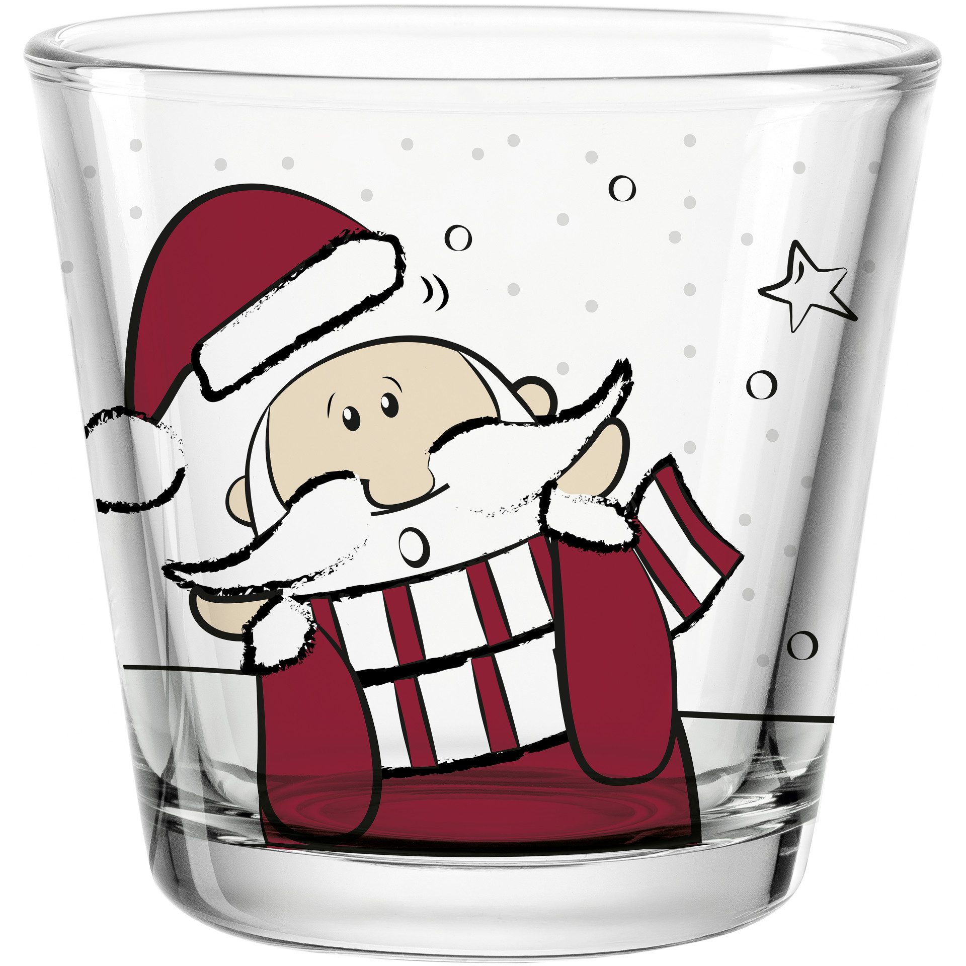 LEONARDO Teelichthalter (Stück, 1 Teelichthalter), Weihnachtliches Design mit liebevollem Weihnachtsmann-Motiv