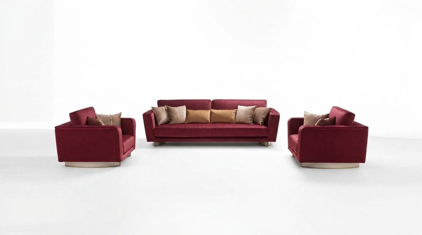 Xlmoebel Polstergarnitur Elegantes Sofa mit zwei Sesseln in klassischem Design, (Sofagarnitur, 3-tlg., Sofagarnitur 3 + 1 + 1 Sitzer), Hergestellt in Europa