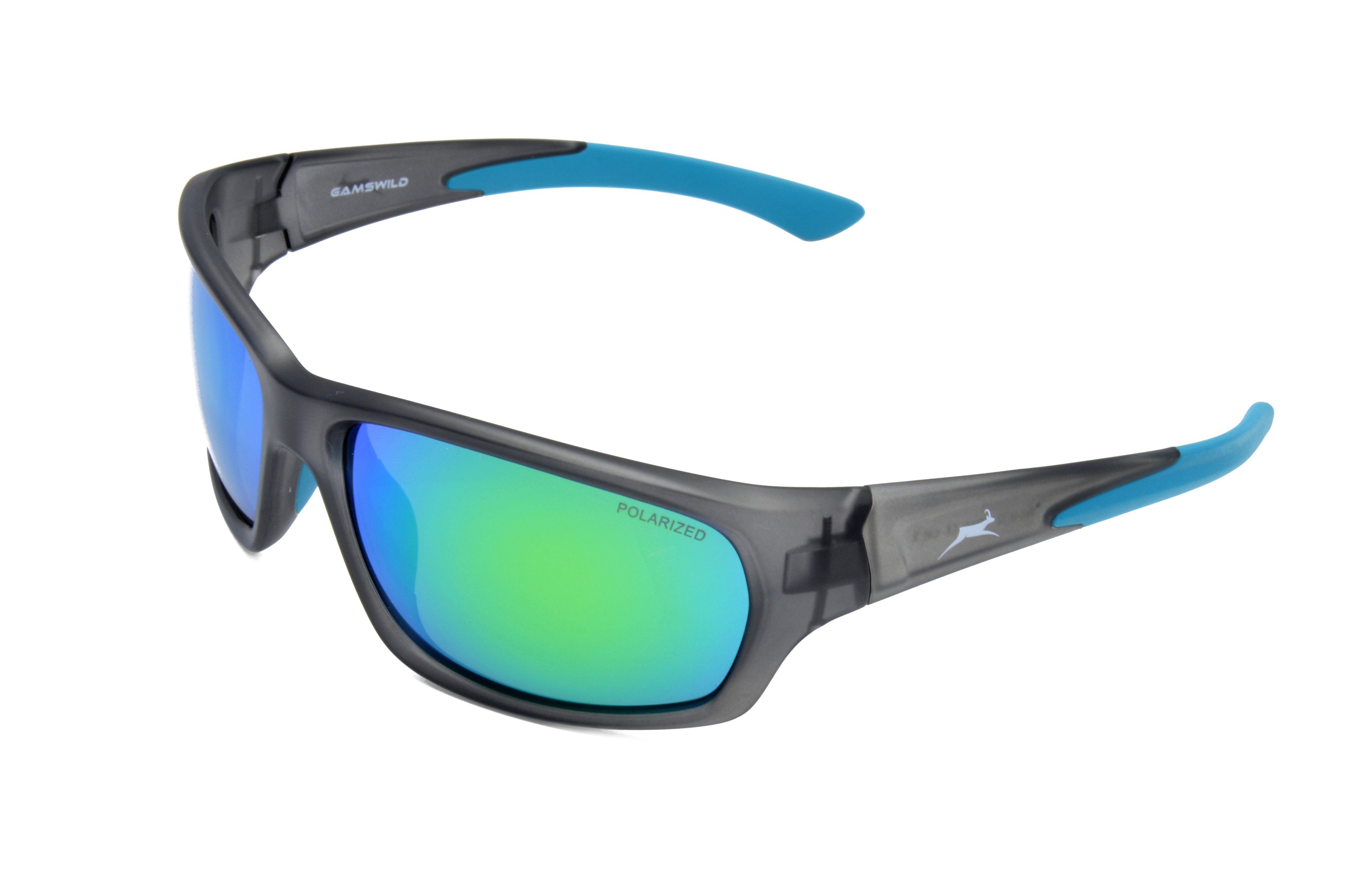 Gamswild Sportbrille WS4632 Sonnenbrille Skibrille Fahrradbrille Damen Herren Unisex TR90, polarisiert, beere-pink, schwarz-grün, amber, blau-grau grau_grün