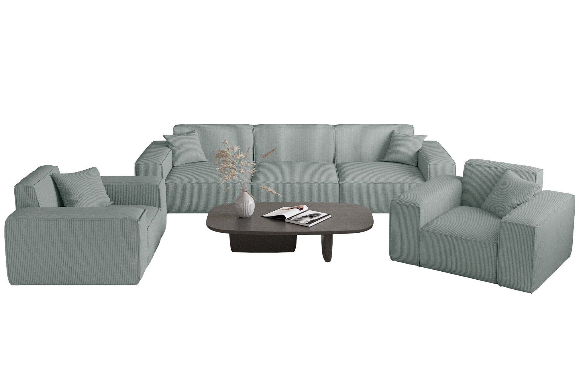 Fun Möbel Polstergarnitur Sofaset Designersofa CELES PREMIUM 3-1-1 in Stoff günstig online kaufen