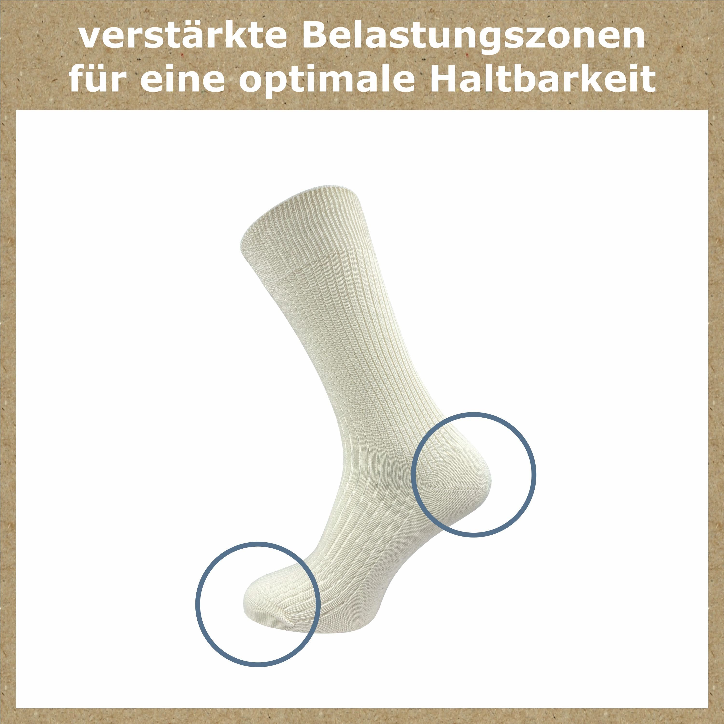 GAWILO Gesundheitssocken für Damen & Herren aus 100% Baumwolle - Naturbelassen - mit 1:1 Rippe (8 Paar) ohne drückende Naht - mit weichem Komfortbund - in natur und schwarz