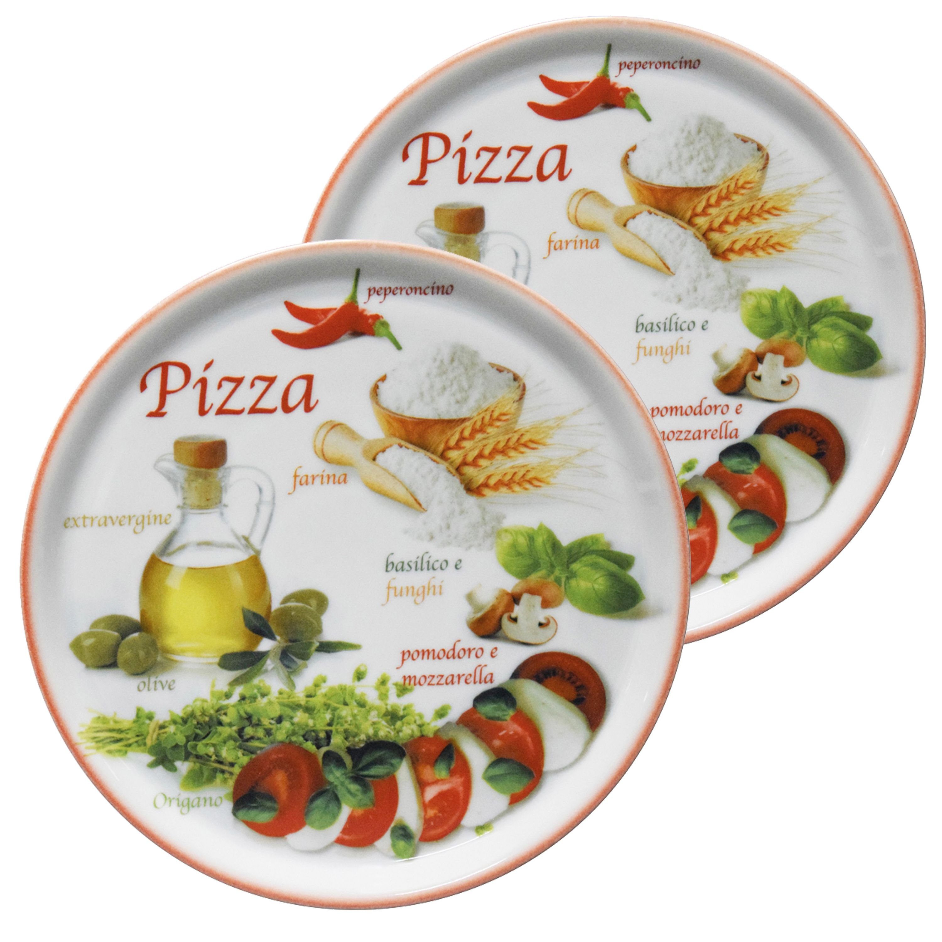 MamboCat Pizzateller 2er Set Pizzateller Napoli Pizzafoods rot 33cm -  04018#ZP2