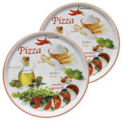 MamboCat Pizzateller 2er Set Pizzateller Napoli Pizzafoods rot 33cm - 04018#ZP2