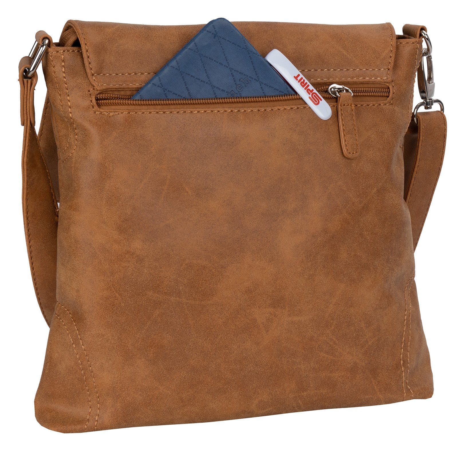 Damentasche Street als Bag COGNAC T0104, Handtasche BAG Schlüsseltasche Schultertasche STREET Schultertasche, tragbar Umhängetasche Umhängetasche