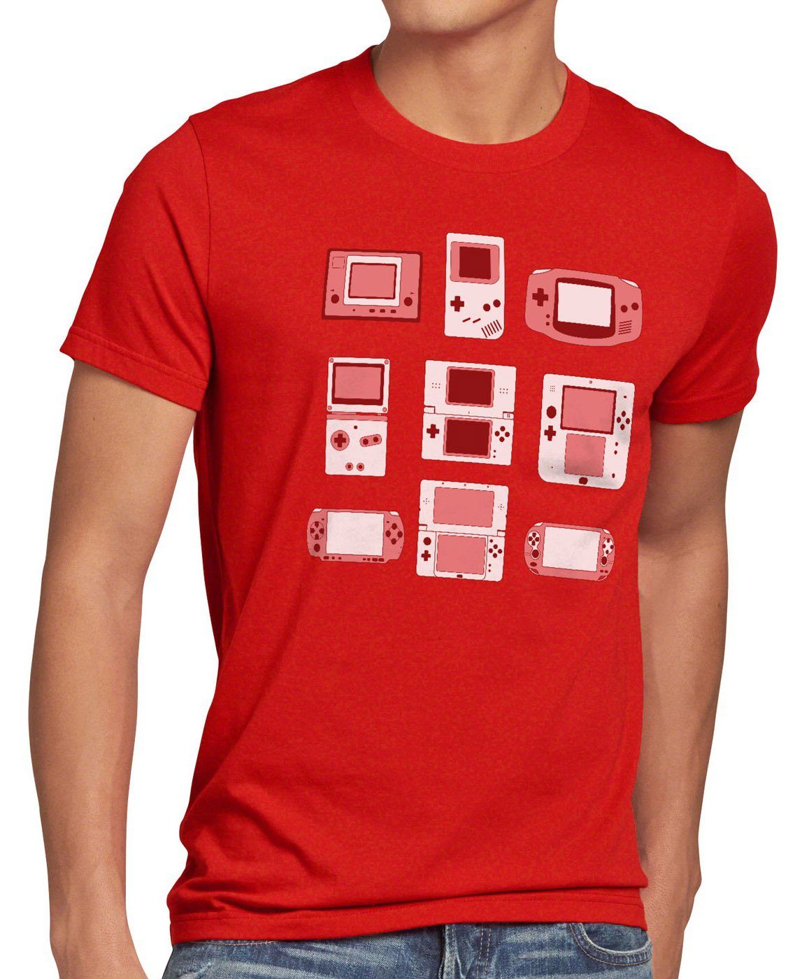 Print-Shirt videospiel style3 rot controller Handheld Herren Konsole T-Shirt spielekonsole